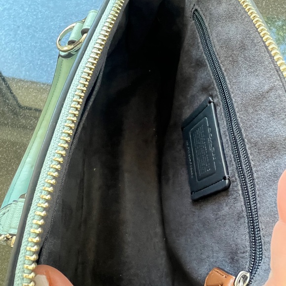 COACH MINI SIERRA SATCHEL IN SIGNATURE DEBOSSED PATENT LEATHER F55450 SV/AQUA - Picture 7 of 14